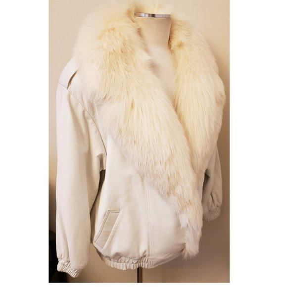 RAJAC LIMITED Canada Women's Winter Leather & Fur Jacket Sz.-14 White - Picture 2 of 8